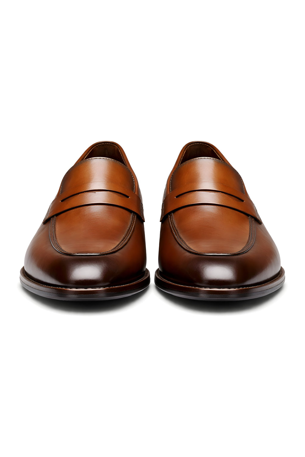 Charlie Men's Tan Penny Loafers | Slip-On | Slip-On Dress Shoes with Saddle Strap