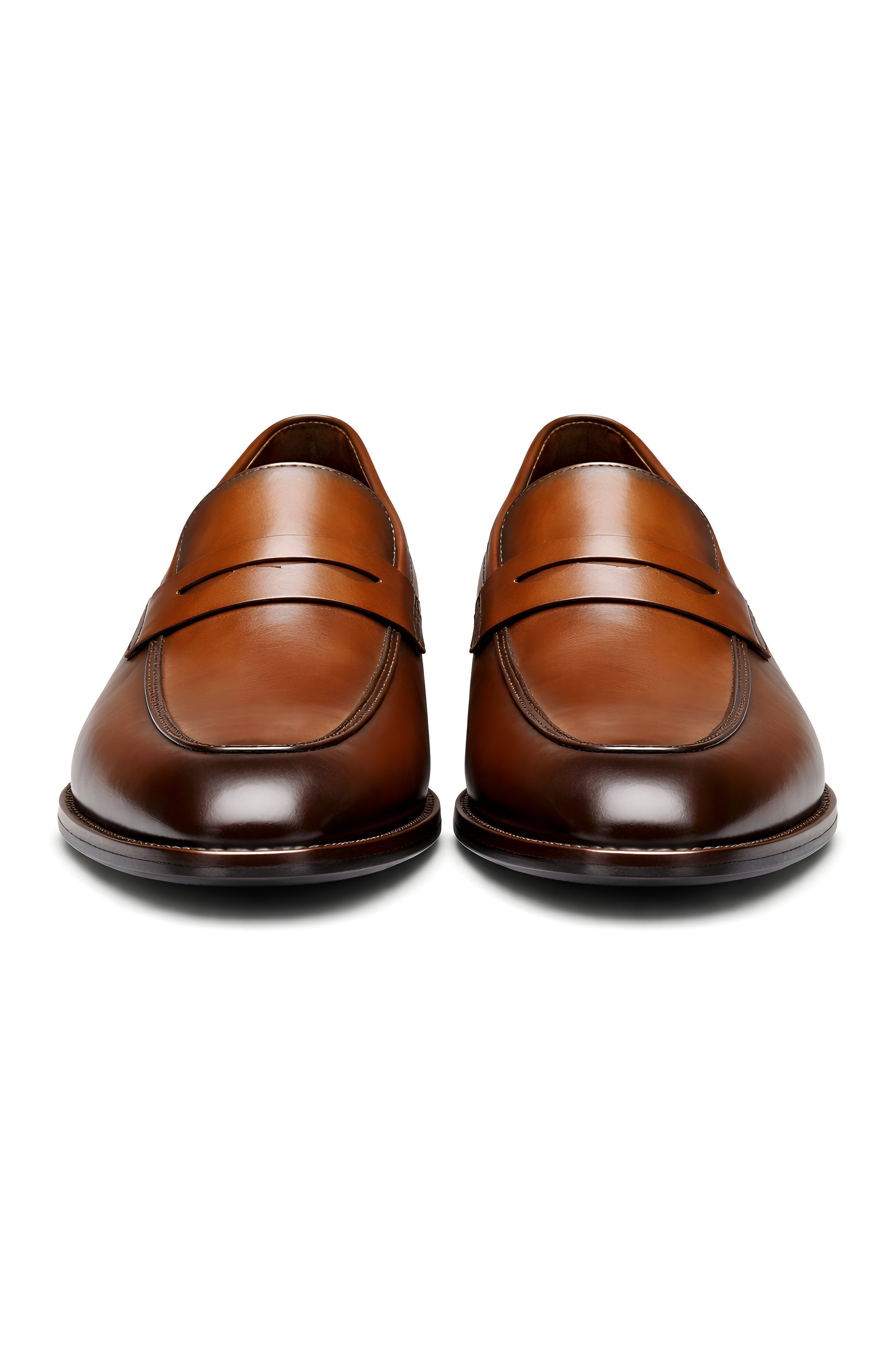 Charlie Men's Tan Penny Loafers | Slip-On | Slip-On Dress Shoes with Saddle Strap