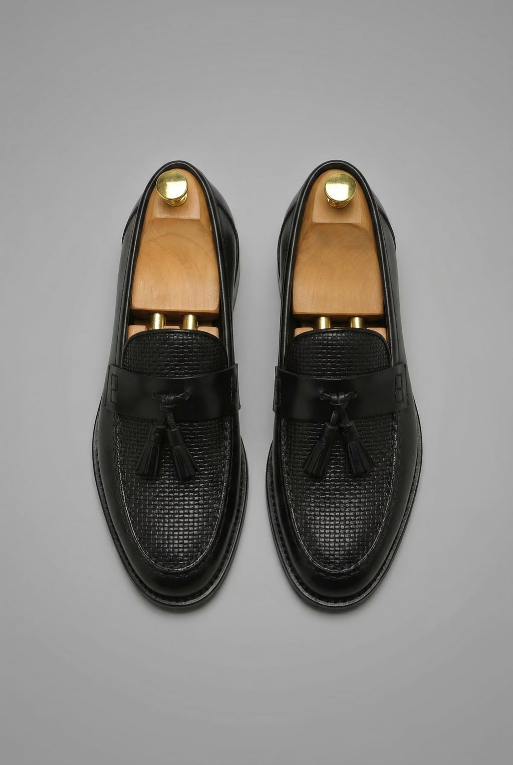 Freddie | Smart Formal Loafers | Men's Black Woven Tassel Slip-On Shoes · Faylori