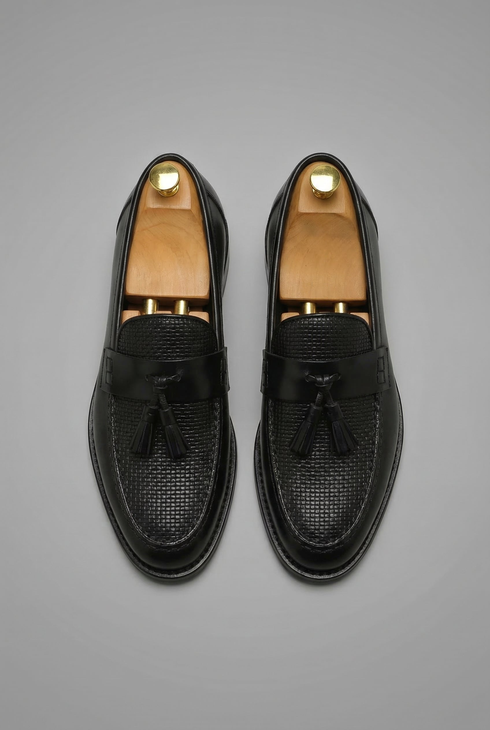 Freddie | Smart Formal Loafers | Men's Black Woven Tassel Slip-On Shoes · Faylori