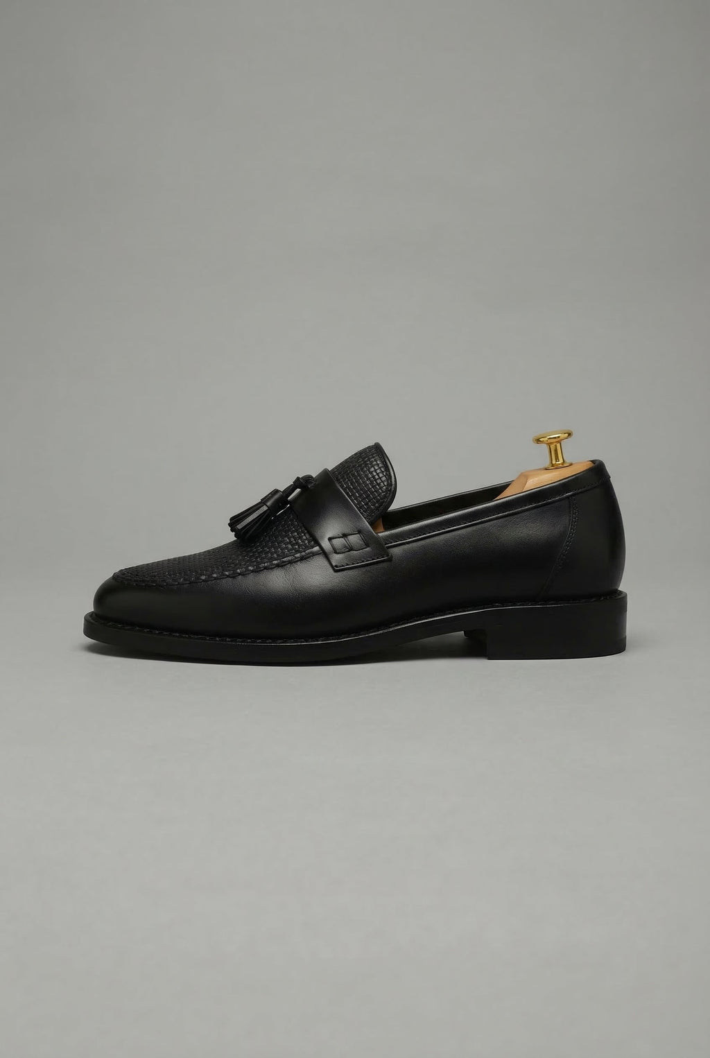 Freddie | Smart Formal Loafers | Men's Black Woven Tassel Slip-On Shoes · Faylori