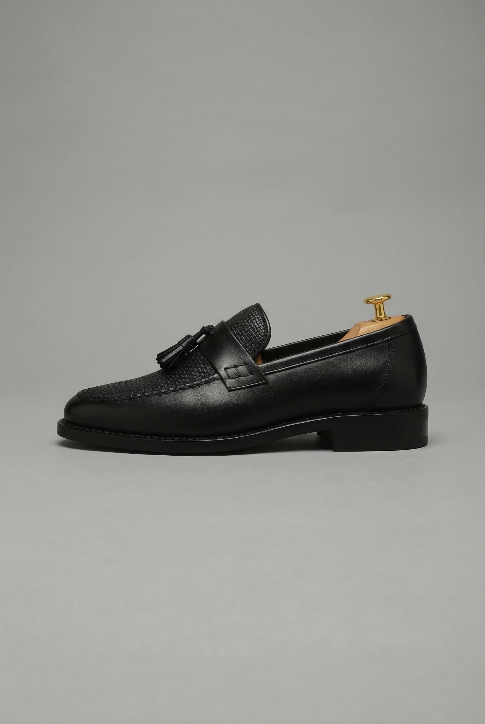 Freddie | Smart Formal Loafers | Men's Black Woven Tassel Slip-On Shoes · Faylori