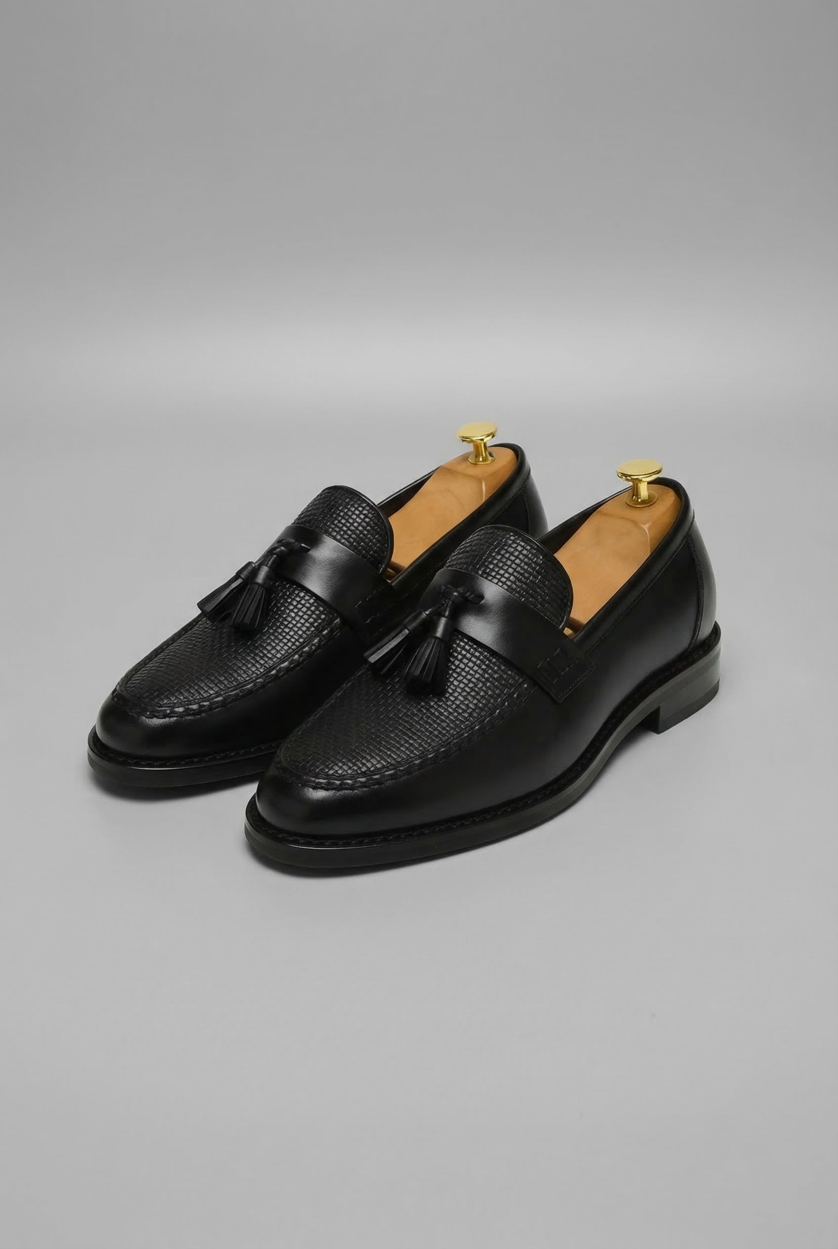 Freddie | Smart Formal Loafers | Men's Black Woven Tassel Slip-On Shoes · Faylori