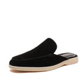 Men's Backless Loafer Slip-On Mules | Black Open-Back Summer Shoes with White Sole
