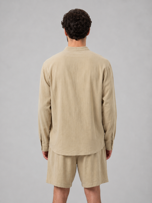 Men's Band-Collar Shirt Set | Chest Pocket · Faylori