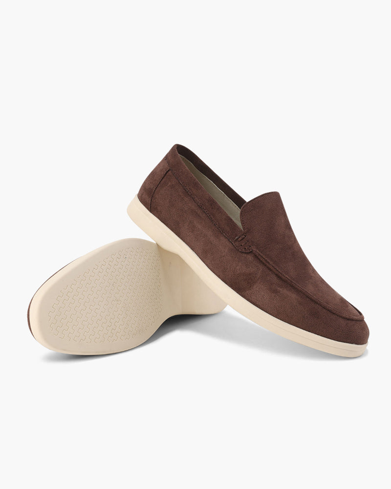 Men's Beige Slip-On Loafers | Shoes | Suede Moc-Toe Casual Slip-Ons · Faylori