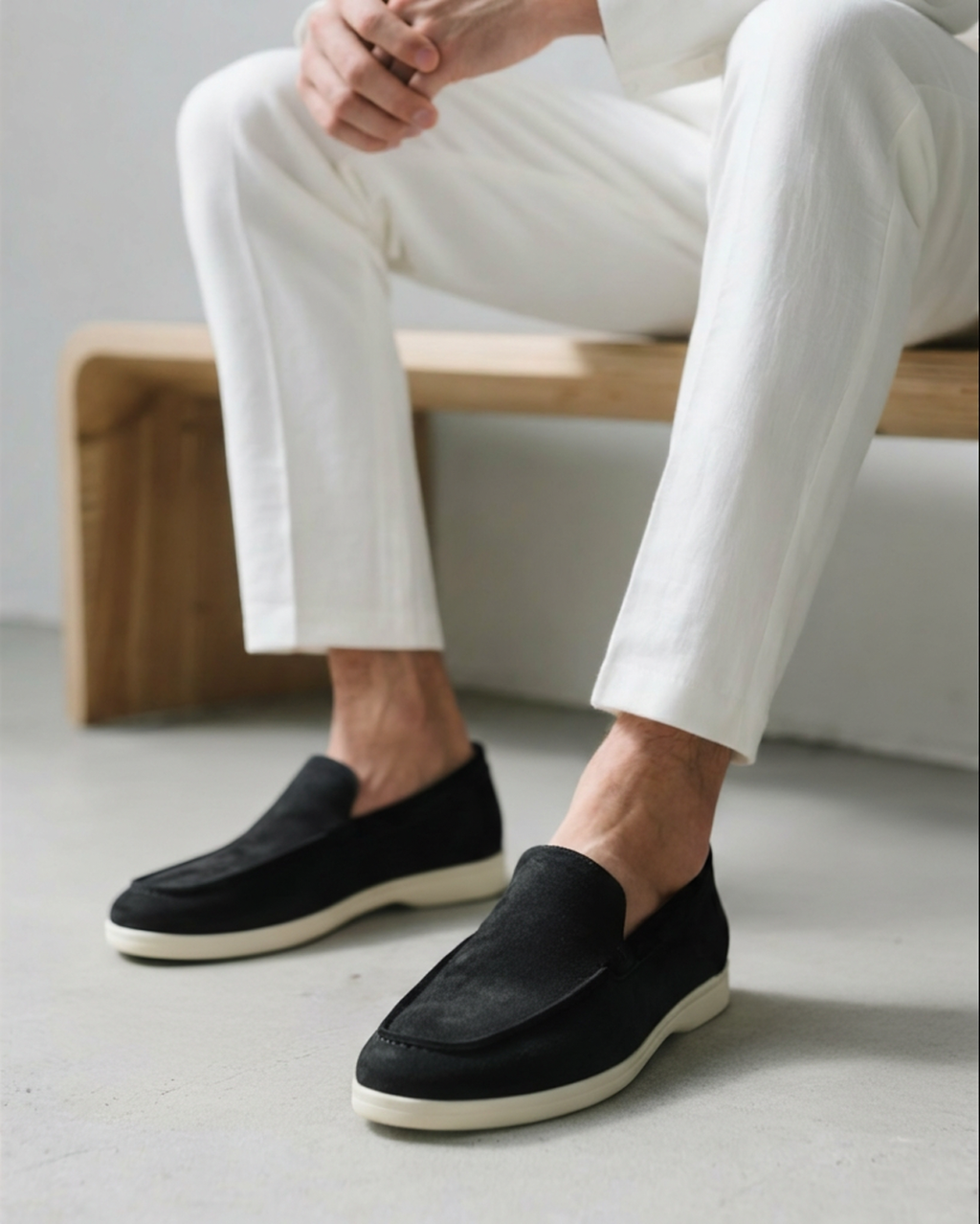 Men's Beige Slip-On Loafers | Shoes | Suede Moc-Toe Casual Slip-Ons · Faylori