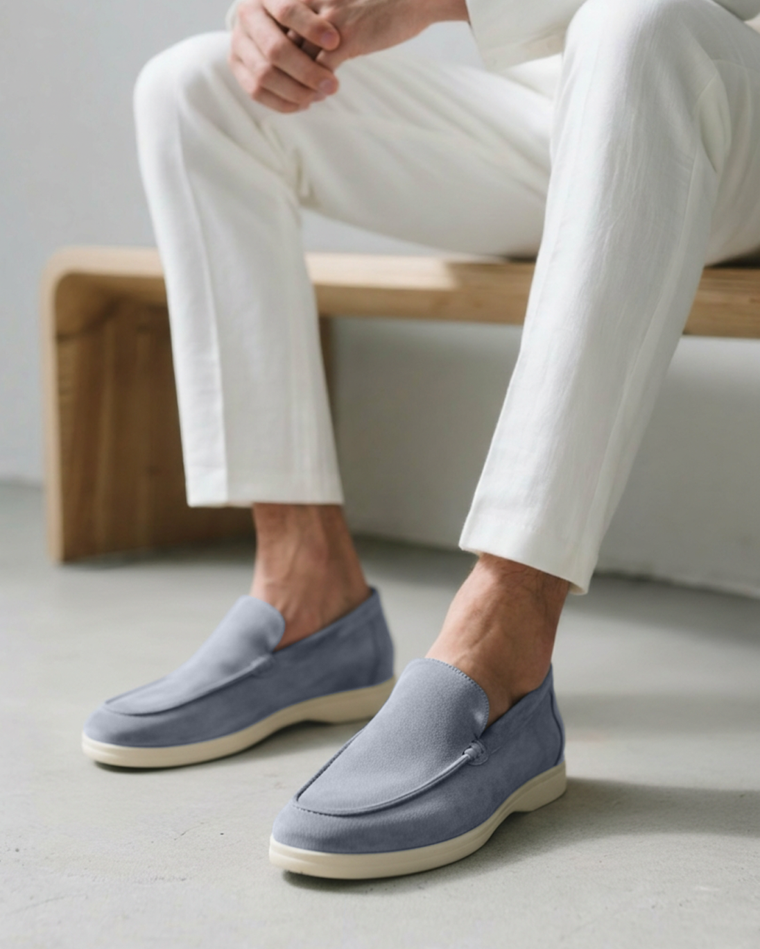 Men's Beige Slip-On Loafers | Shoes | Suede Moc-Toe Casual Slip-Ons · Faylori