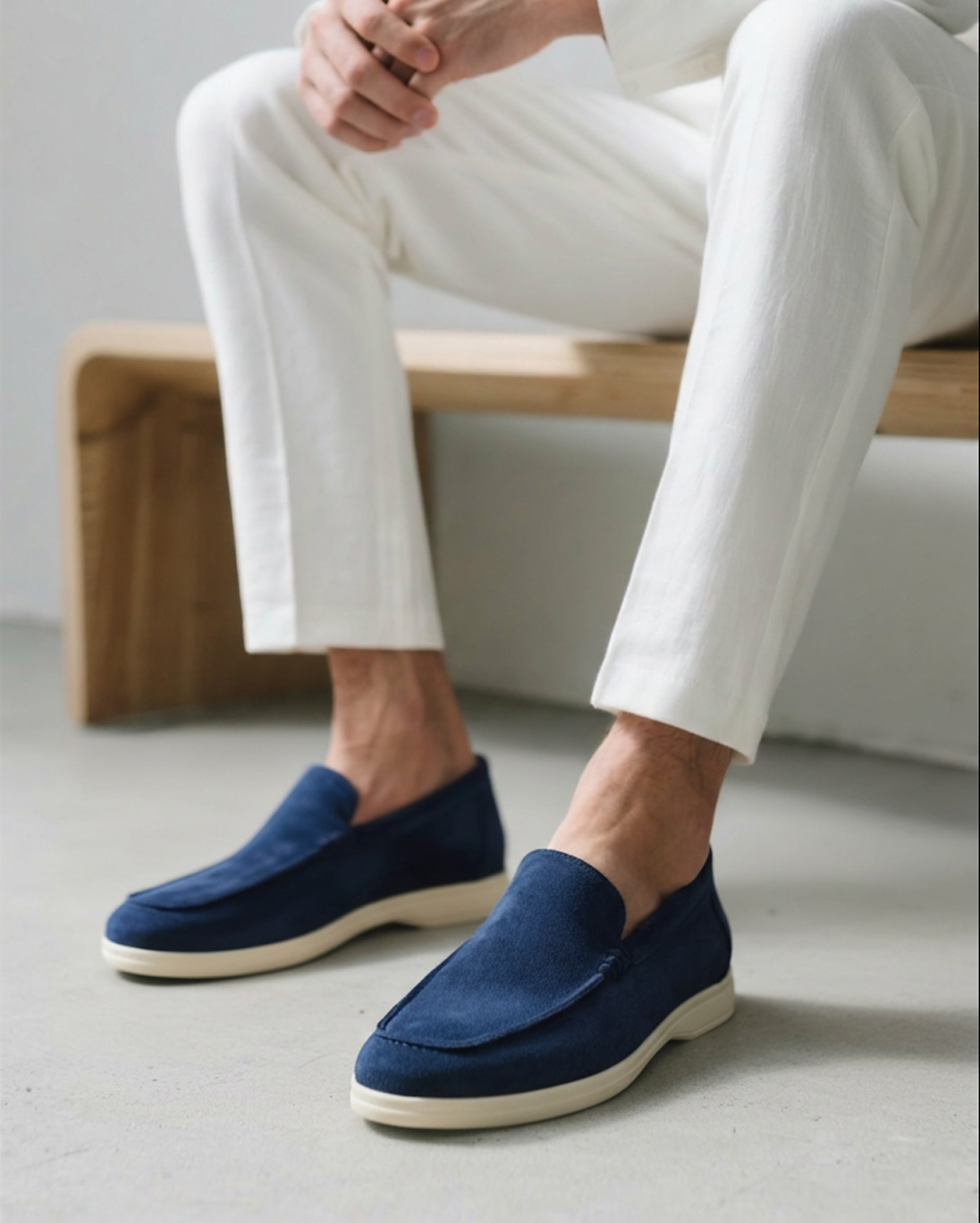 Men's Beige Slip-On Loafers | Shoes | Suede Moc-Toe Casual Slip-Ons · Faylori