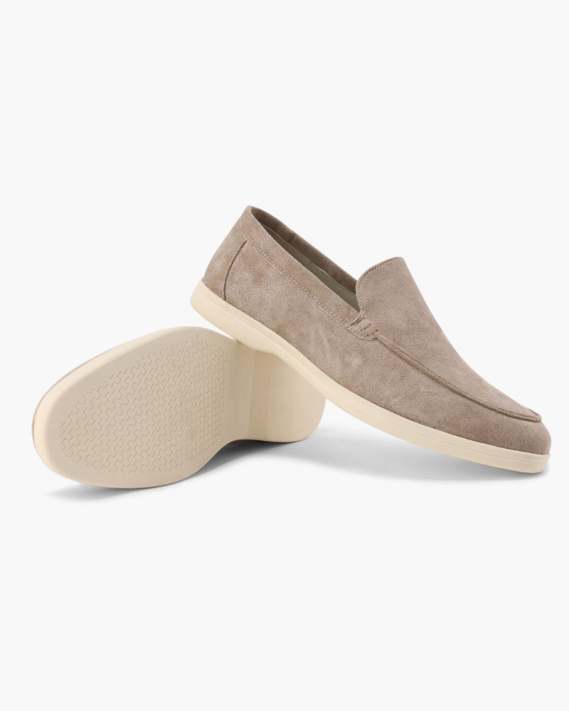 Men's Beige Slip-On Loafers | Shoes | Suede Moc-Toe Casual Slip-Ons · Faylori