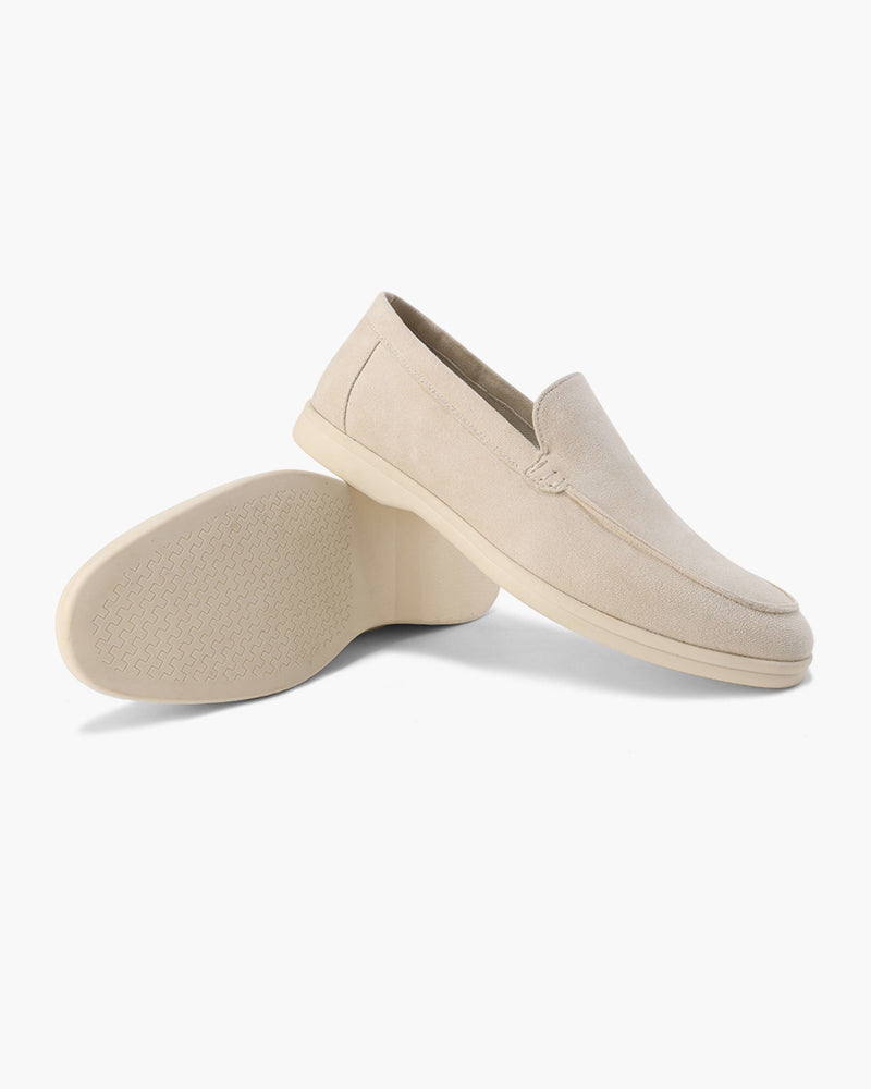 Men's Beige Slip-On Loafers | Shoes | Suede Moc-Toe Casual Slip-Ons · Faylori