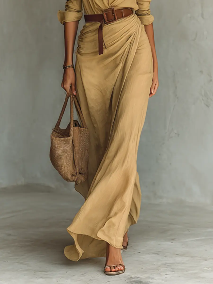 Sienna | Women's Collared Maxi Dress | Belted Waist · Faylori