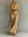 Sienna | Women's Collared Maxi Dress | Belted Waist · Faylori