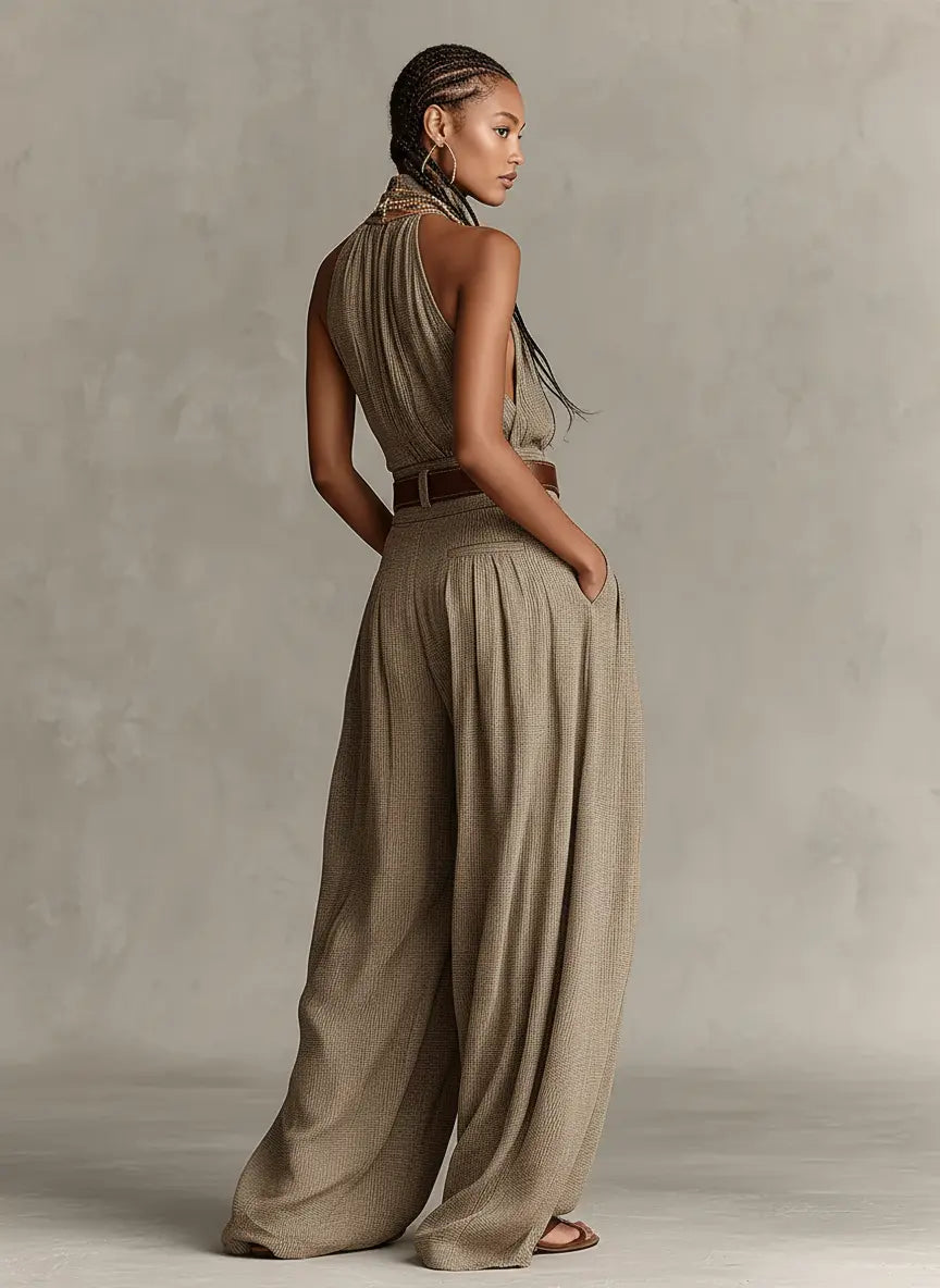 Vivian | Women's Halter Jumpsuit | Belted Waist · Faylori