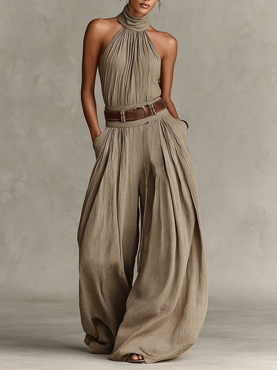 Vivian | Women's Halter Jumpsuit | Belted Waist · Faylori