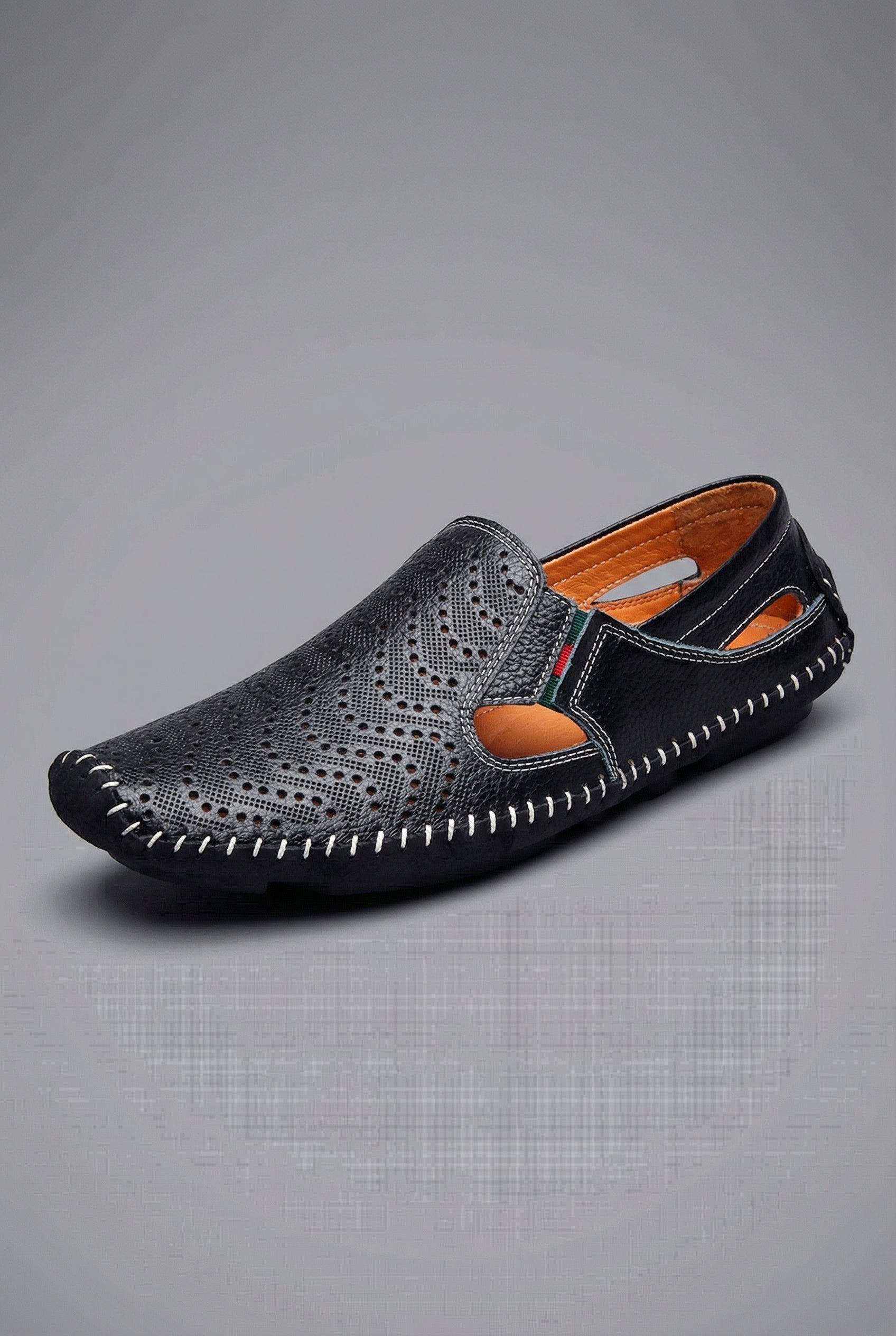 William Men's Perforated Slip-On Summer Loafers | Summer Driving Loafers | Navy Cut-Out Slip-On