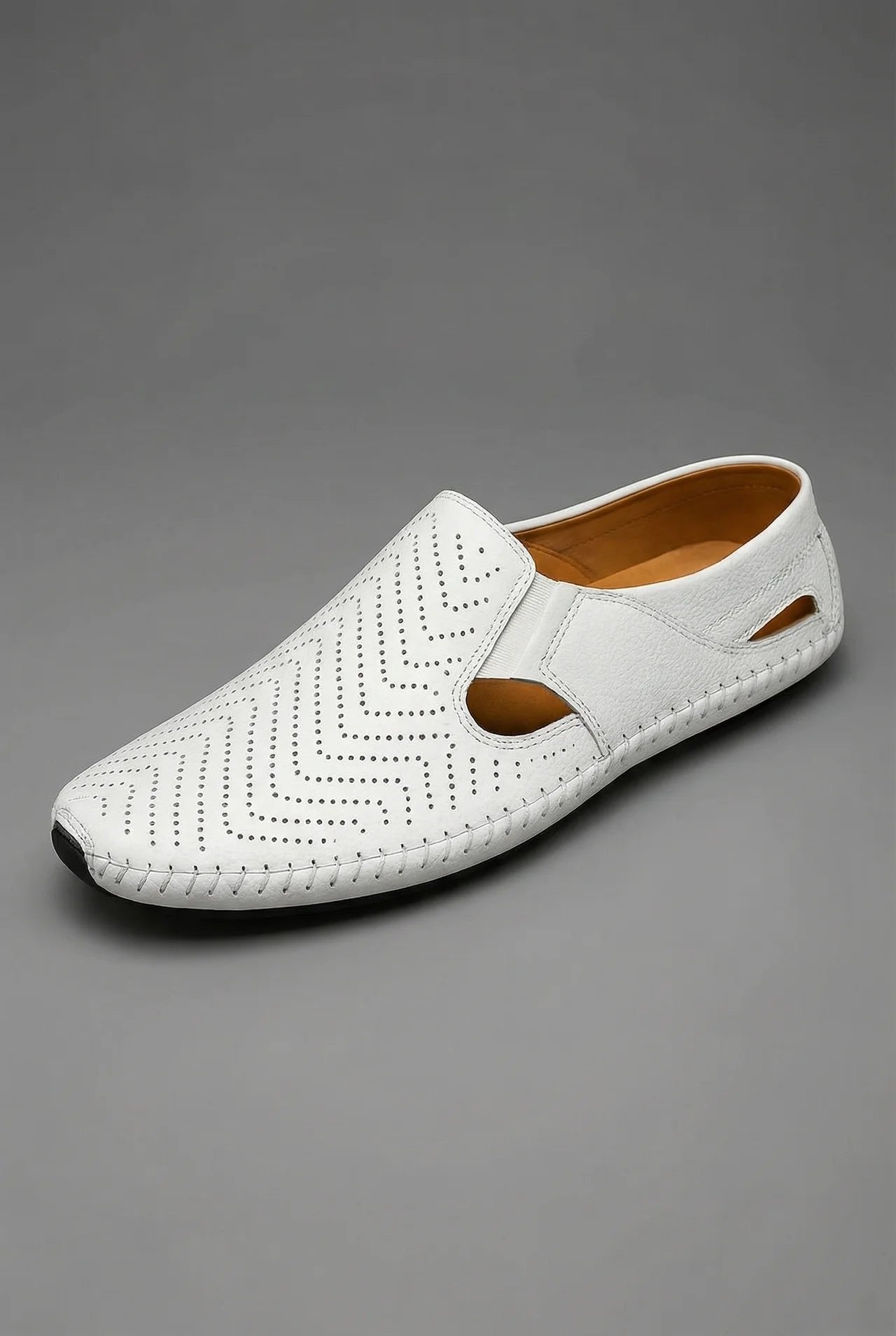 William Men's Perforated Slip-On Summer Loafers | Summer Driving Loafers | Navy Cut-Out Slip-On