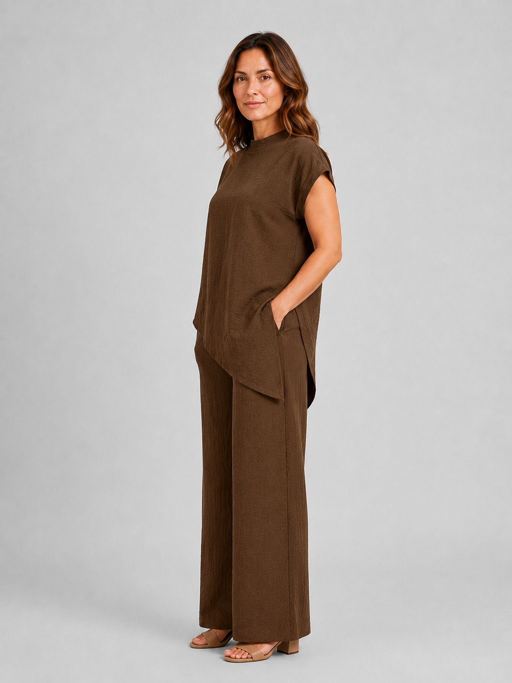 Women's Asymmetric Two-Piece Set | Mock Neck · Faylori