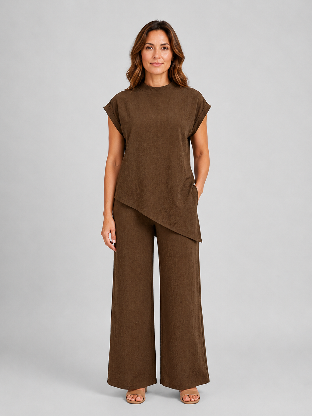 Women's Asymmetric Two-Piece Set | Mock Neck · Faylori