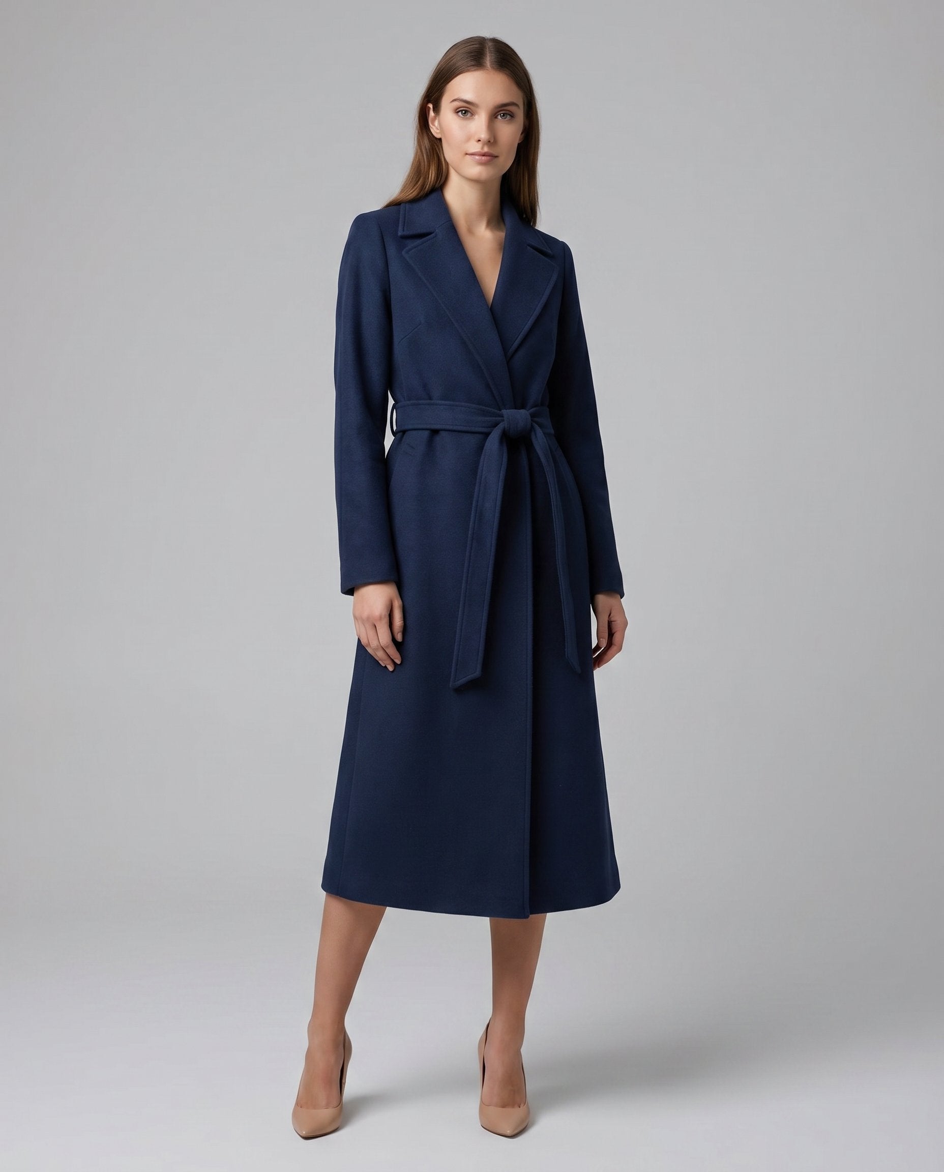 Women's Belted Longline Coat | Notch Lapel · Faylori