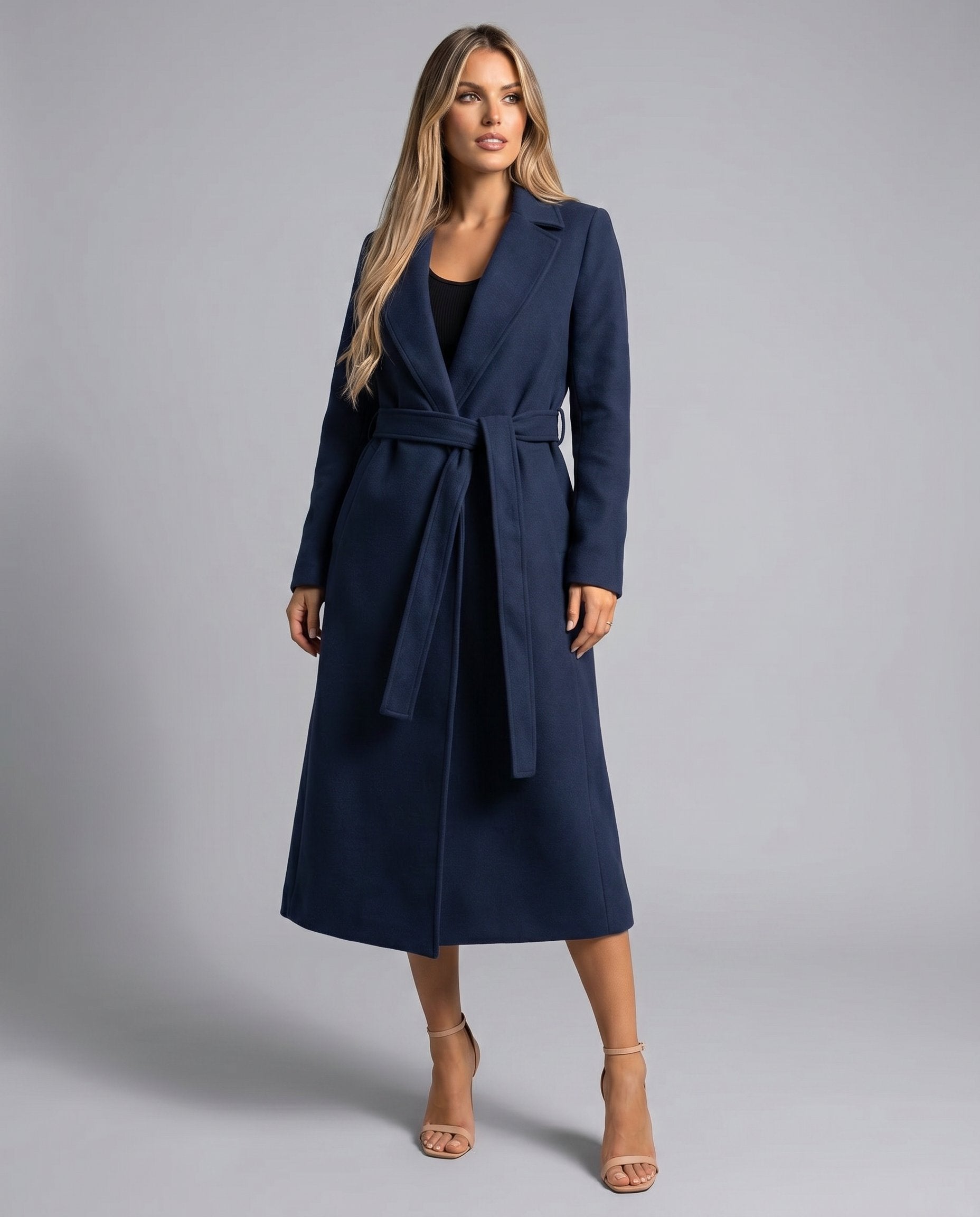 Women's Belted Longline Coat | Notch Lapel · Faylori