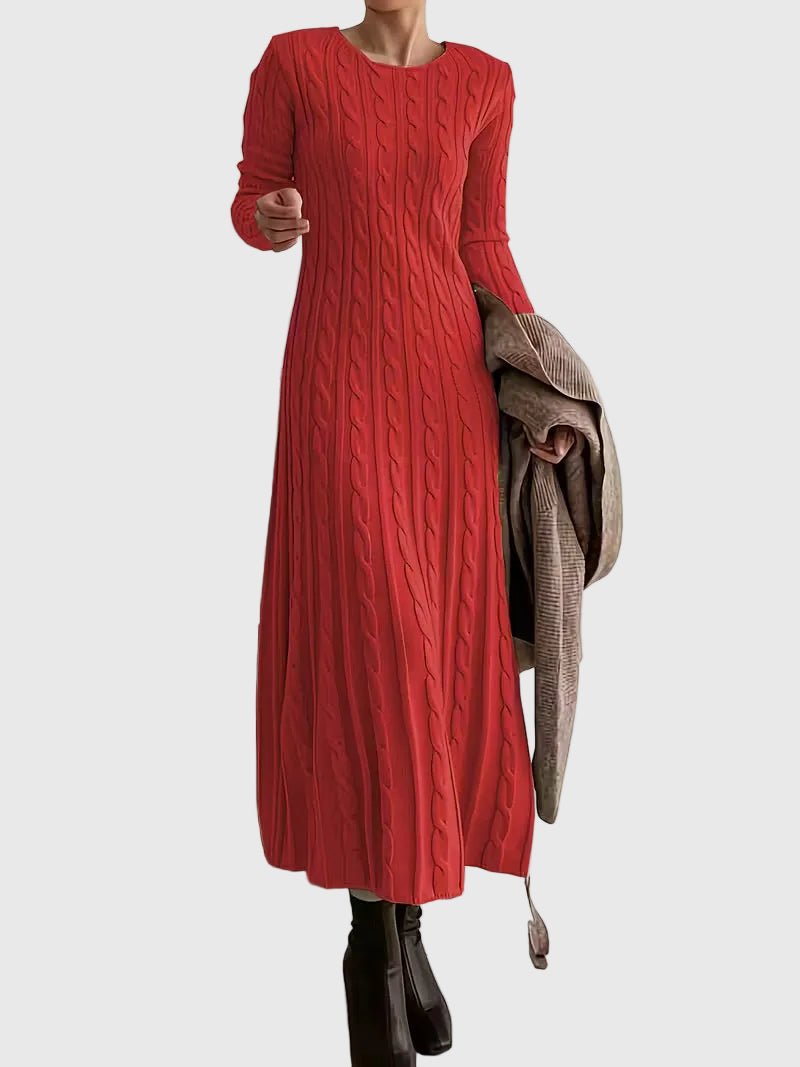 Women's Cable-Knit Maxi Sweater Dress | Crewneck · Faylori
