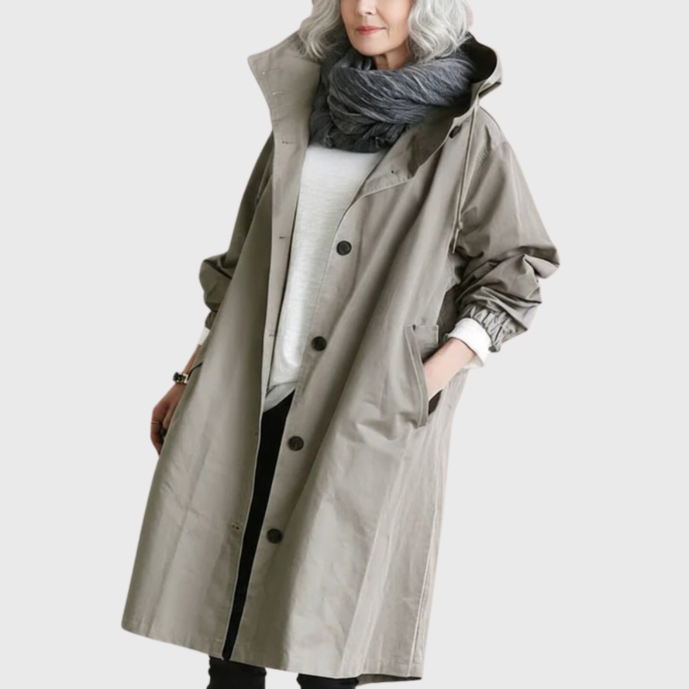 Women's Hooded Trench Coat | Button Front · Faylori