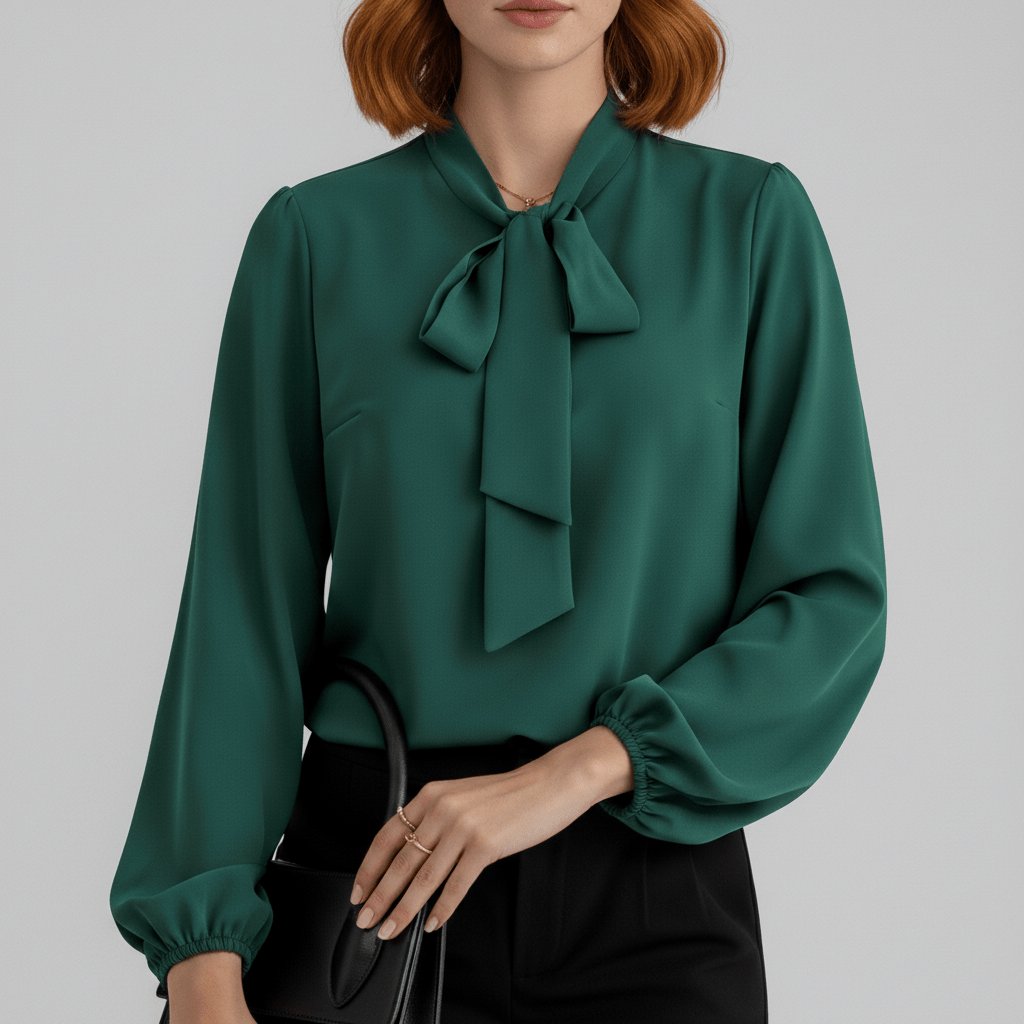 Women's Long-Sleeve Blouse | Bow-Tie Neck · Faylori