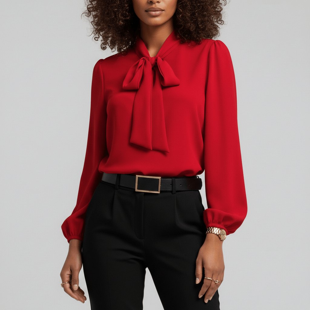 Women's Long-Sleeve Blouse | Bow-Tie Neck · Faylori