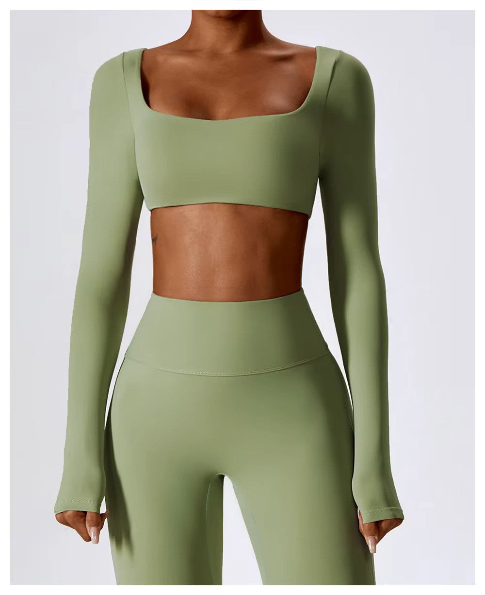 Women's Long-Sleeve Crop Top | Square Neck · Faylori