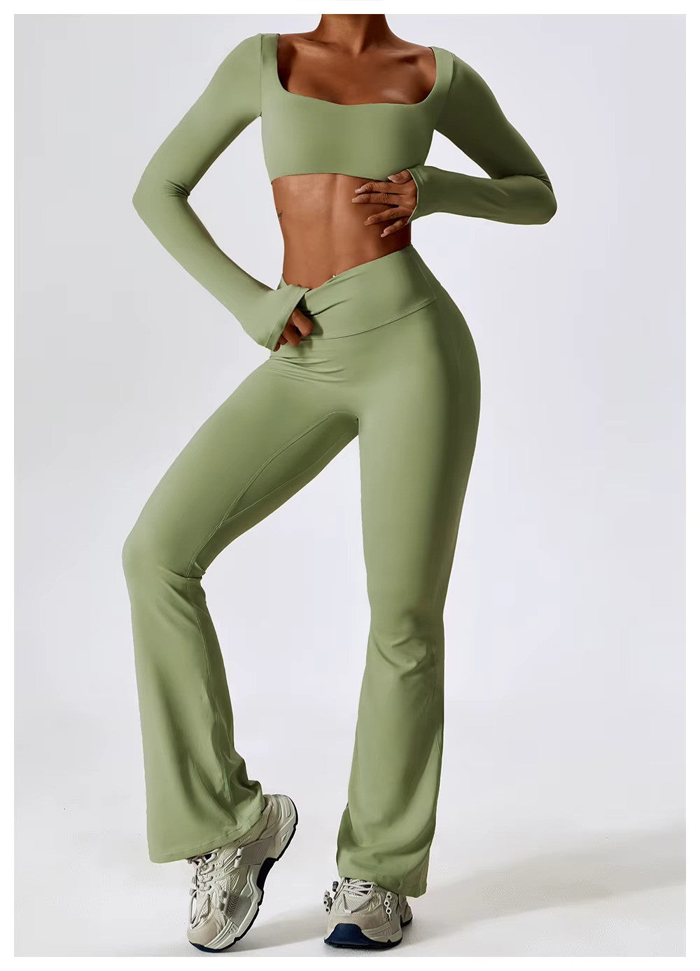 Women's Long-Sleeve Crop Top | Square Neck · Faylori