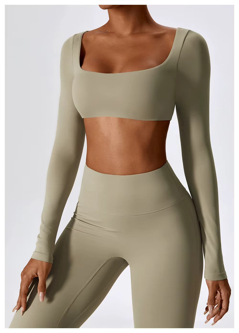 Women's Long-Sleeve Crop Top | Square Neck · Faylori