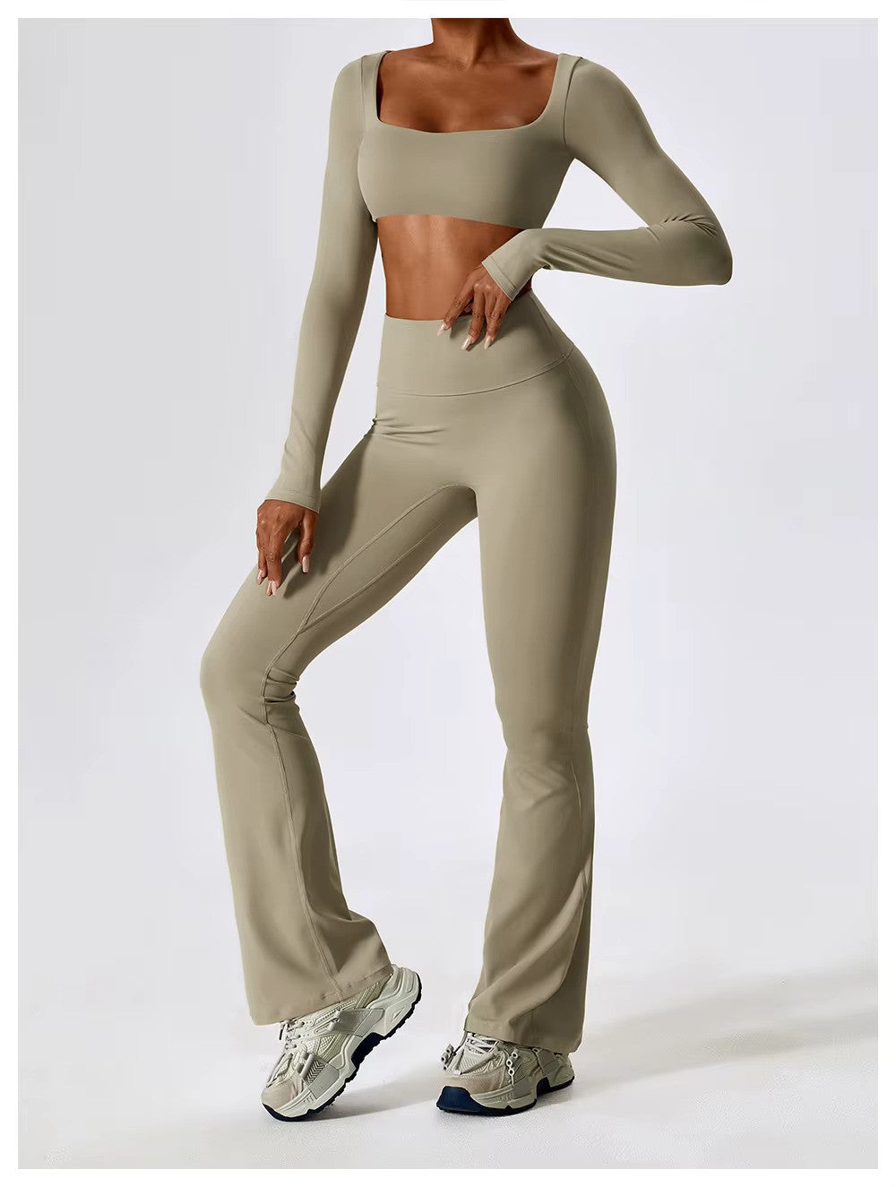 Women's Long-Sleeve Crop Top | Square Neck · Faylori