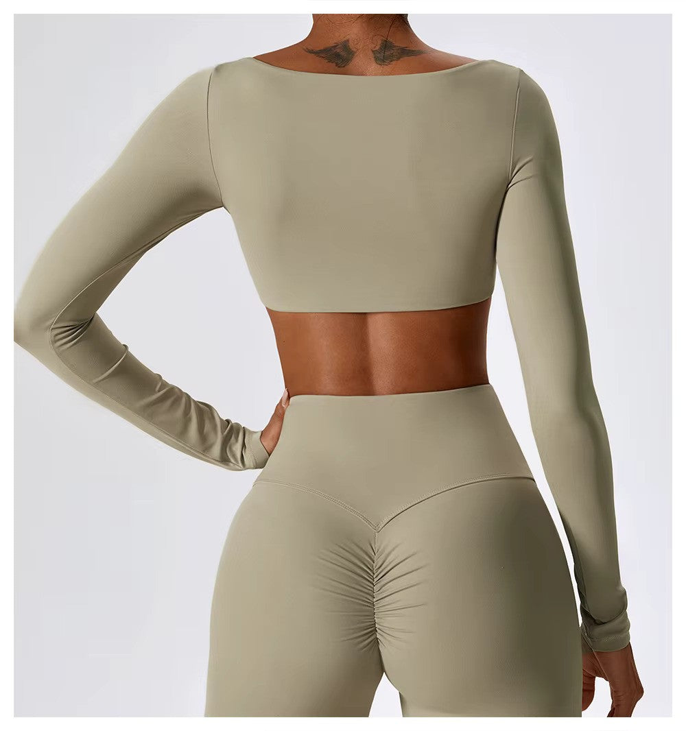 Women's Long-Sleeve Crop Top | Square Neck · Faylori