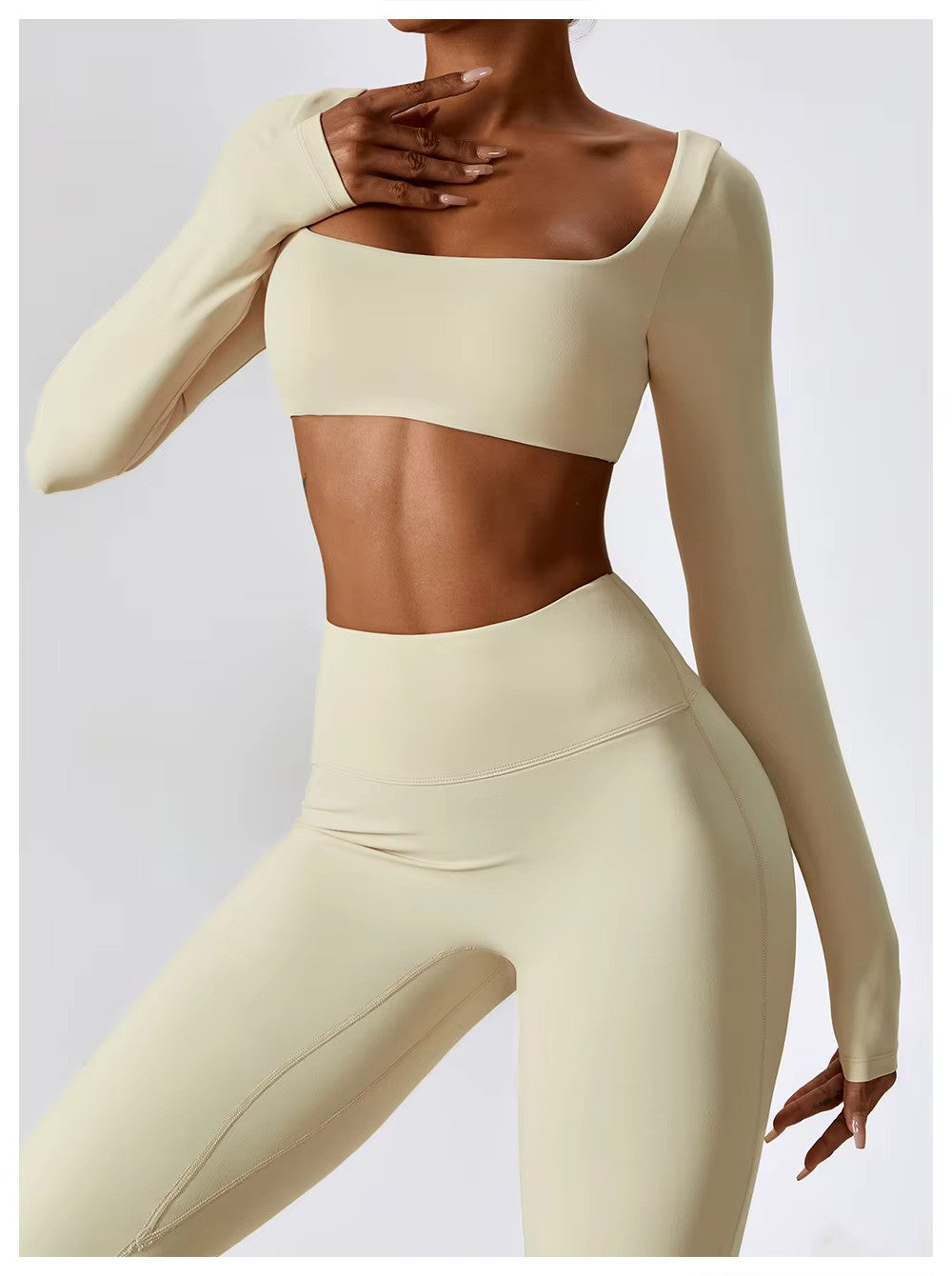 Women's Long-Sleeve Crop Top | Square Neck · Faylori