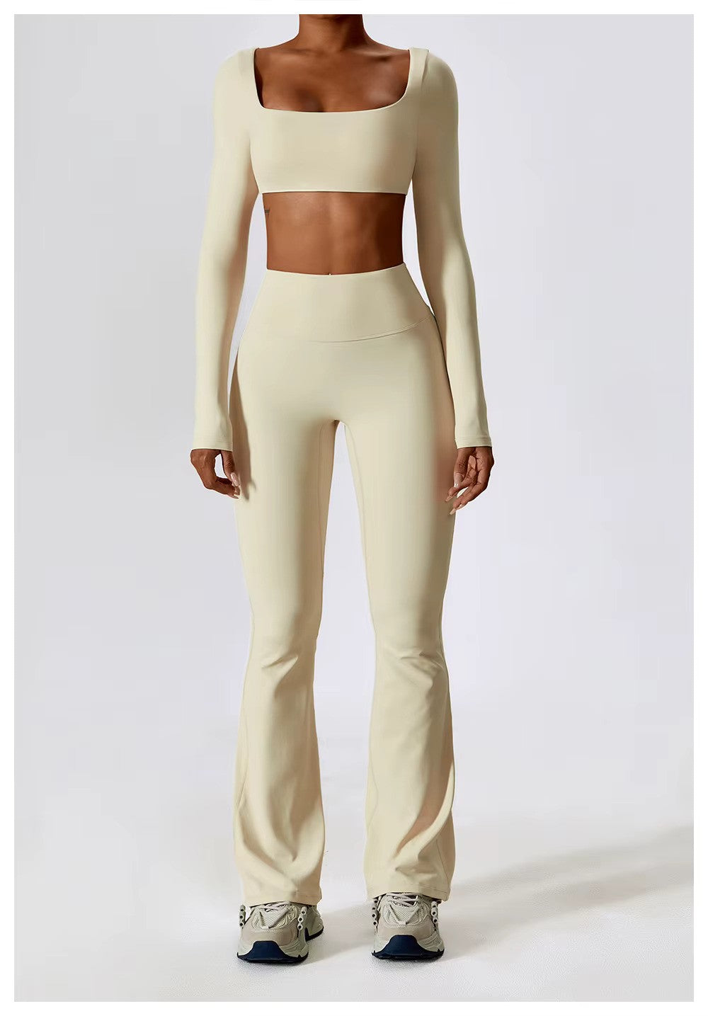 Women's Long-Sleeve Crop Top | Square Neck · Faylori