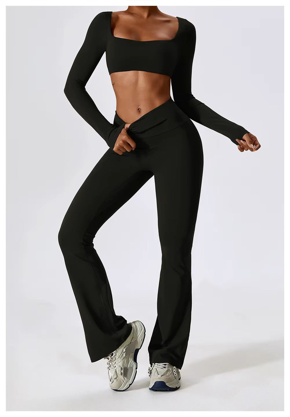 Women's Long-Sleeve Crop Top | Square Neck · Faylori