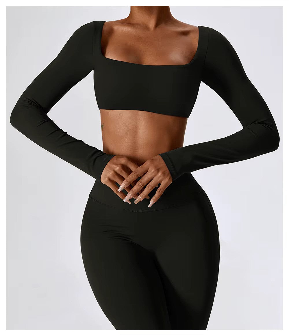 Women's Long-Sleeve Crop Top | Square Neck · Faylori