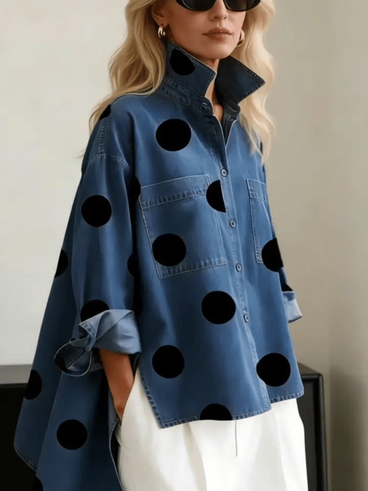 Women's Oversized Denim Shirt | Polka Dot · Faylori