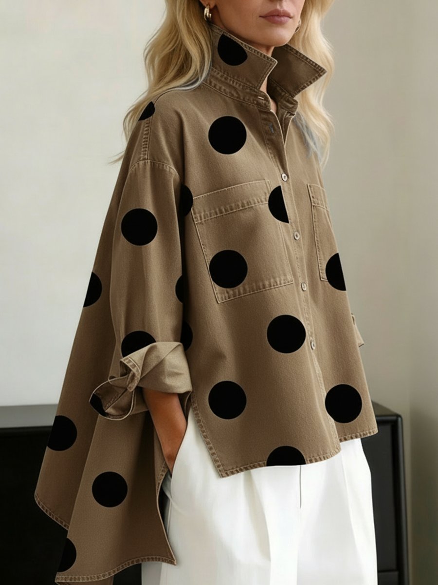 Women's Oversized Denim Shirt | Polka Dot · Faylori