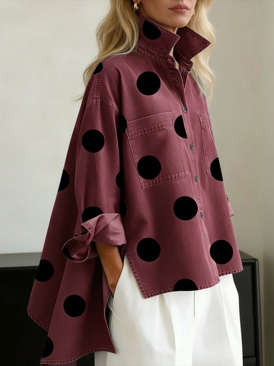 Women's Oversized Denim Shirt | Polka Dot · Faylori