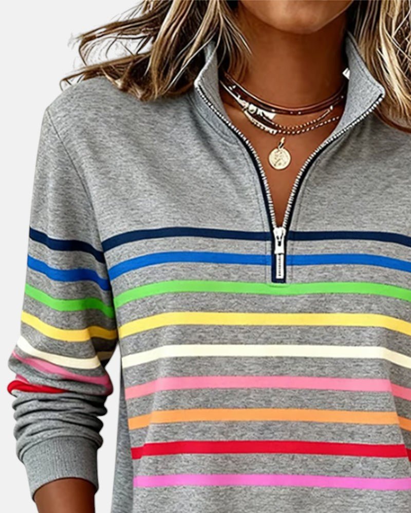 Women's Quarter-Zip Pullover | Rainbow Stripes · Faylori