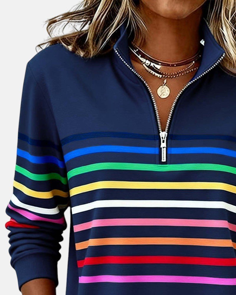Women's Quarter-Zip Pullover | Rainbow Stripes · Faylori