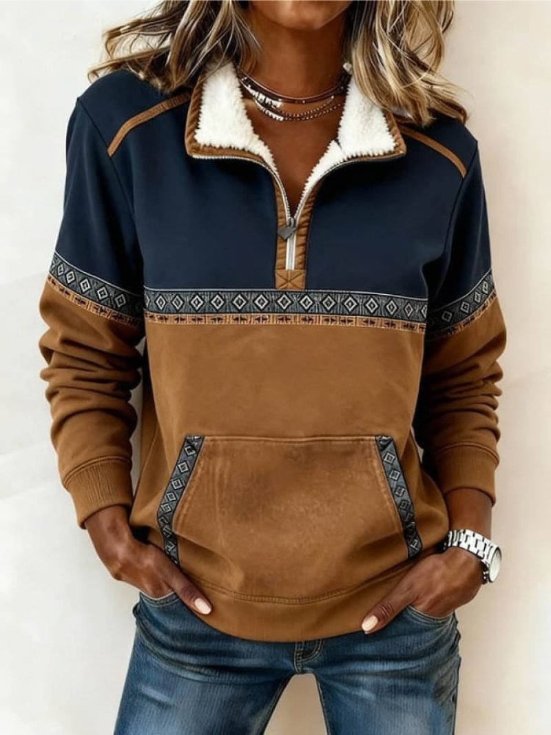 Women's Quarter-Zip Sweatshirt | Aztec Trim · Faylori