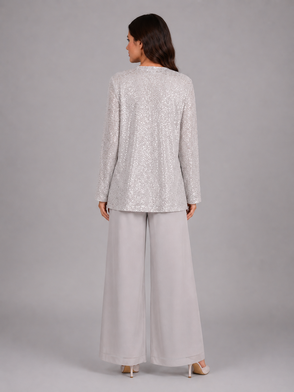 Women's Sequin Three-Piece Pant Set | Open Jacket · Faylori