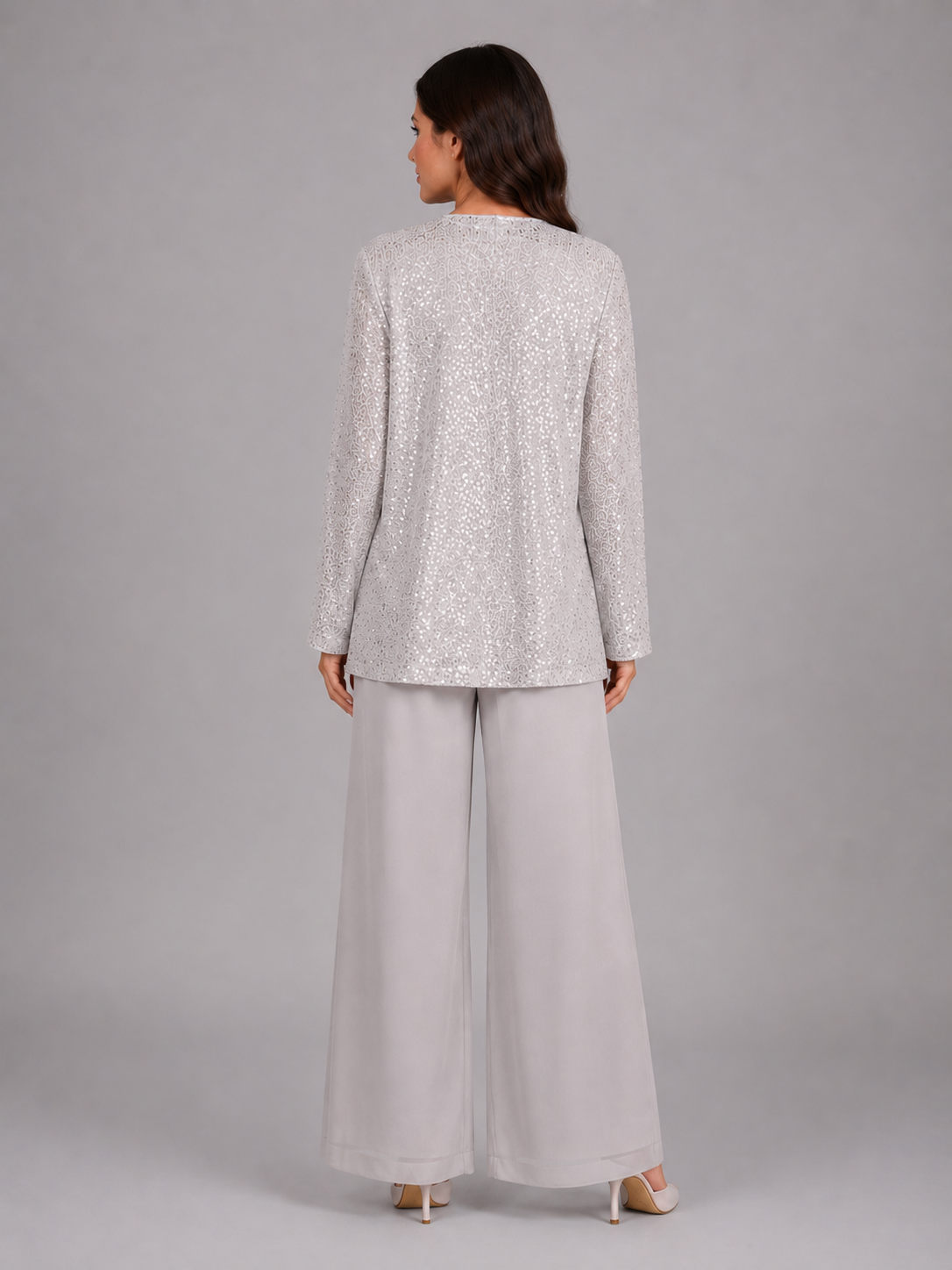 Women's Sequin Three-Piece Pant Set | Open Jacket · Faylori