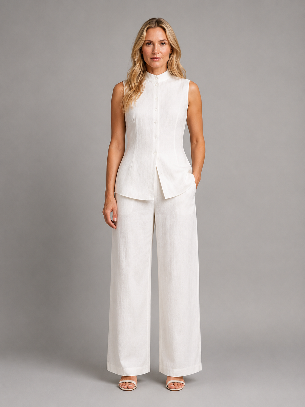 Women's Sleeveless Set | Button Top · Faylori