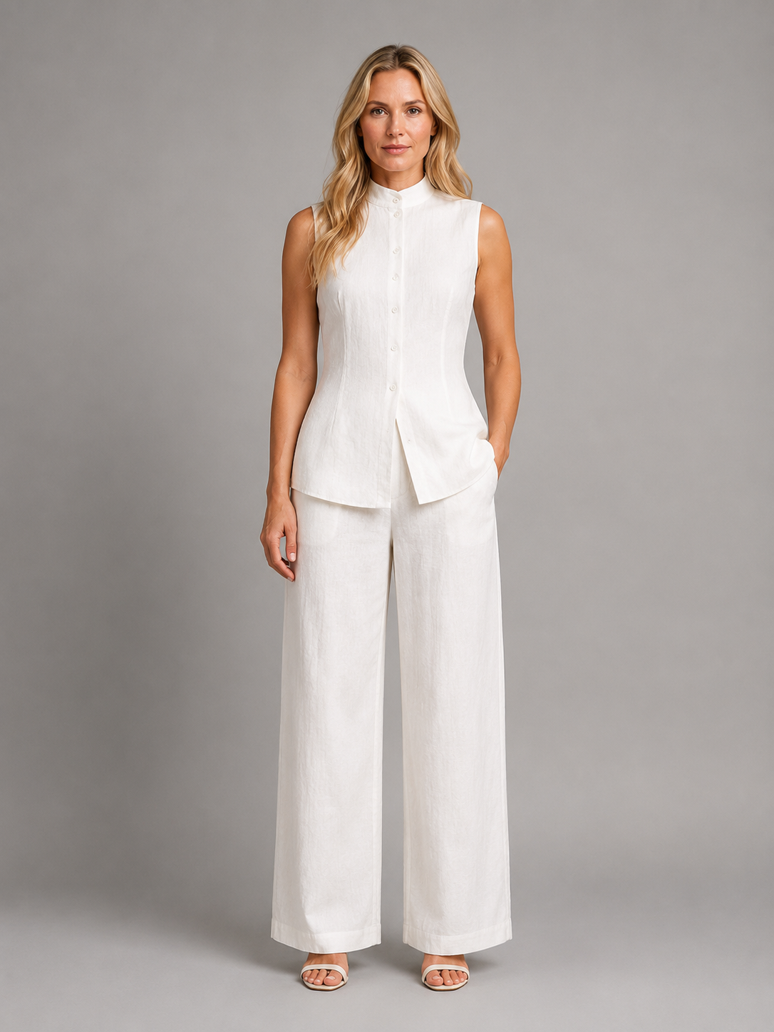 Women's Sleeveless Set | Button Top · Faylori