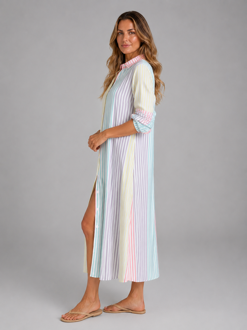 Women's Striped Shirt Dress | Button Front · Faylori
