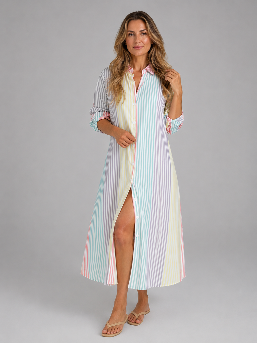 Women's Striped Shirt Dress | Button Front · Faylori